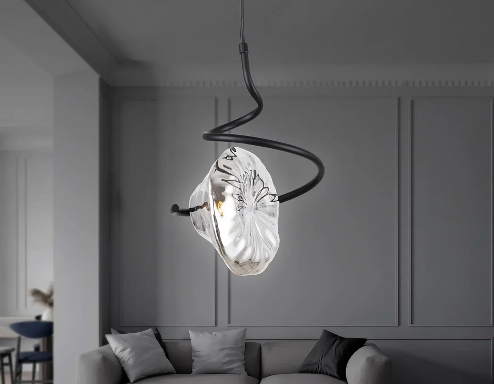 Светильник подвесной LH15001 BK/SM черный/дымчатый G9 max 40W D190*1400