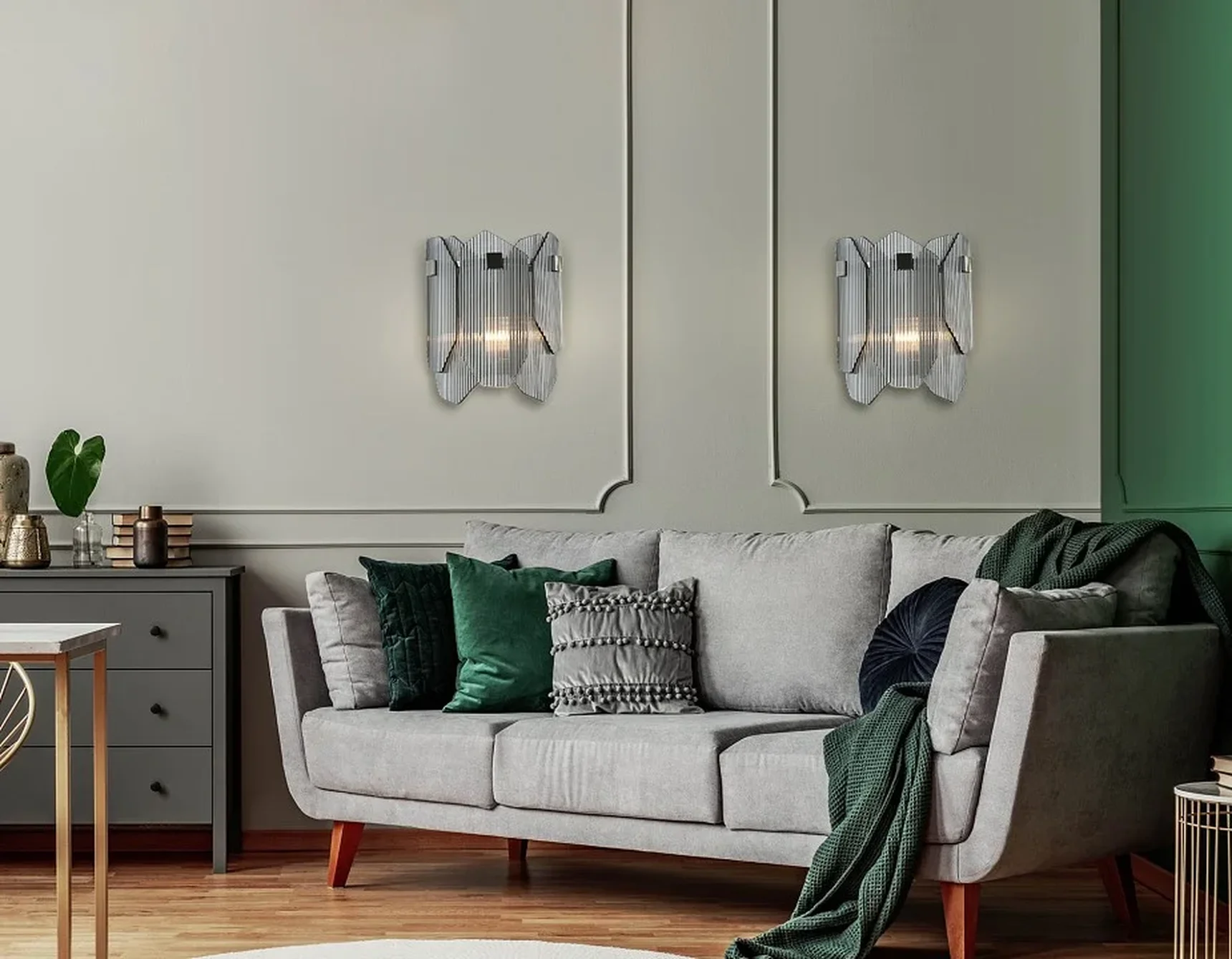 Светильник настенный LH31207/2 SN/SM сатин никель/дымчатый E14*2 max 40W 220*150*270