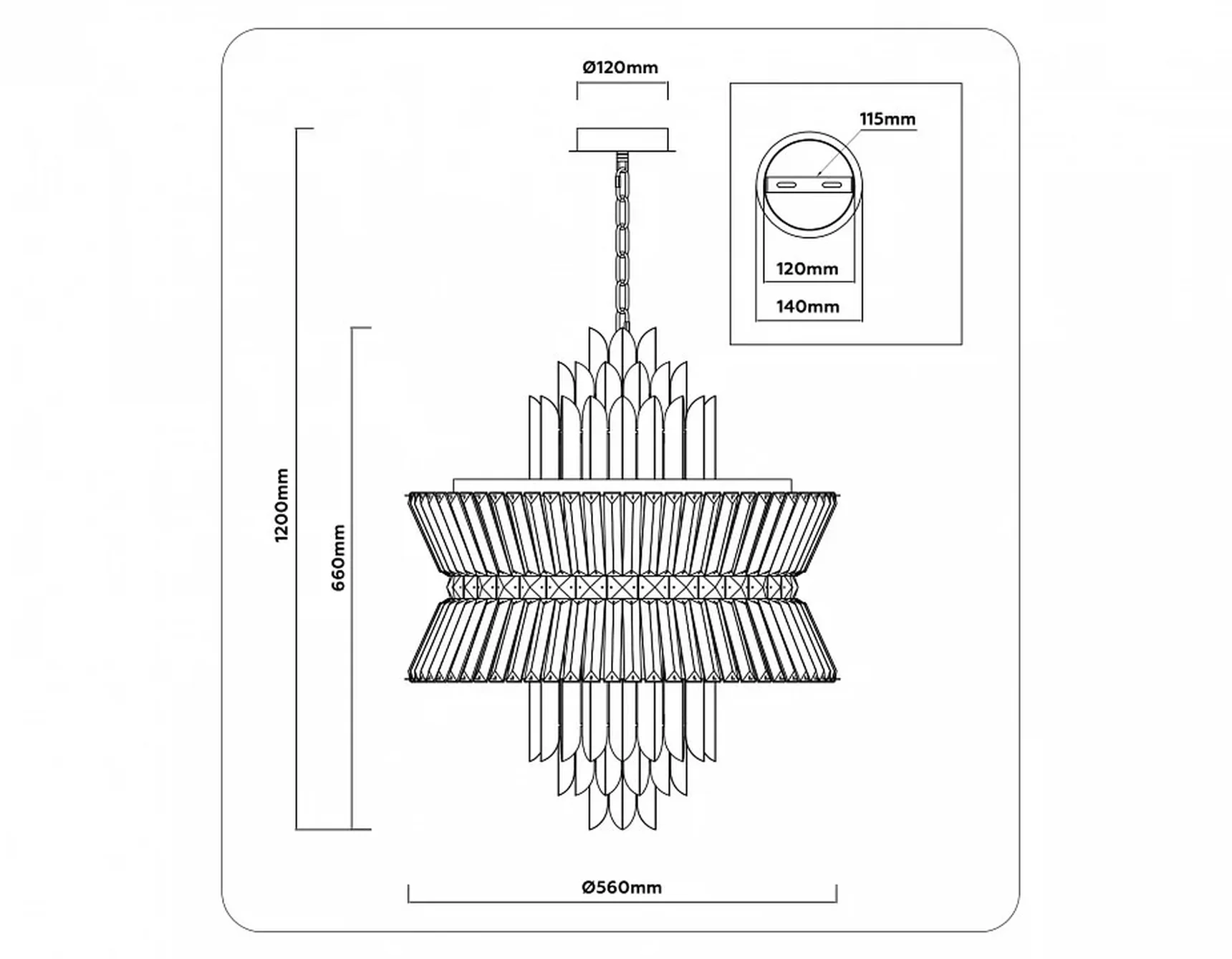Подвесная люстра с хрусталем LH41020/12 BK/CL черный/прозрачный E14*12 max 40W D560*660