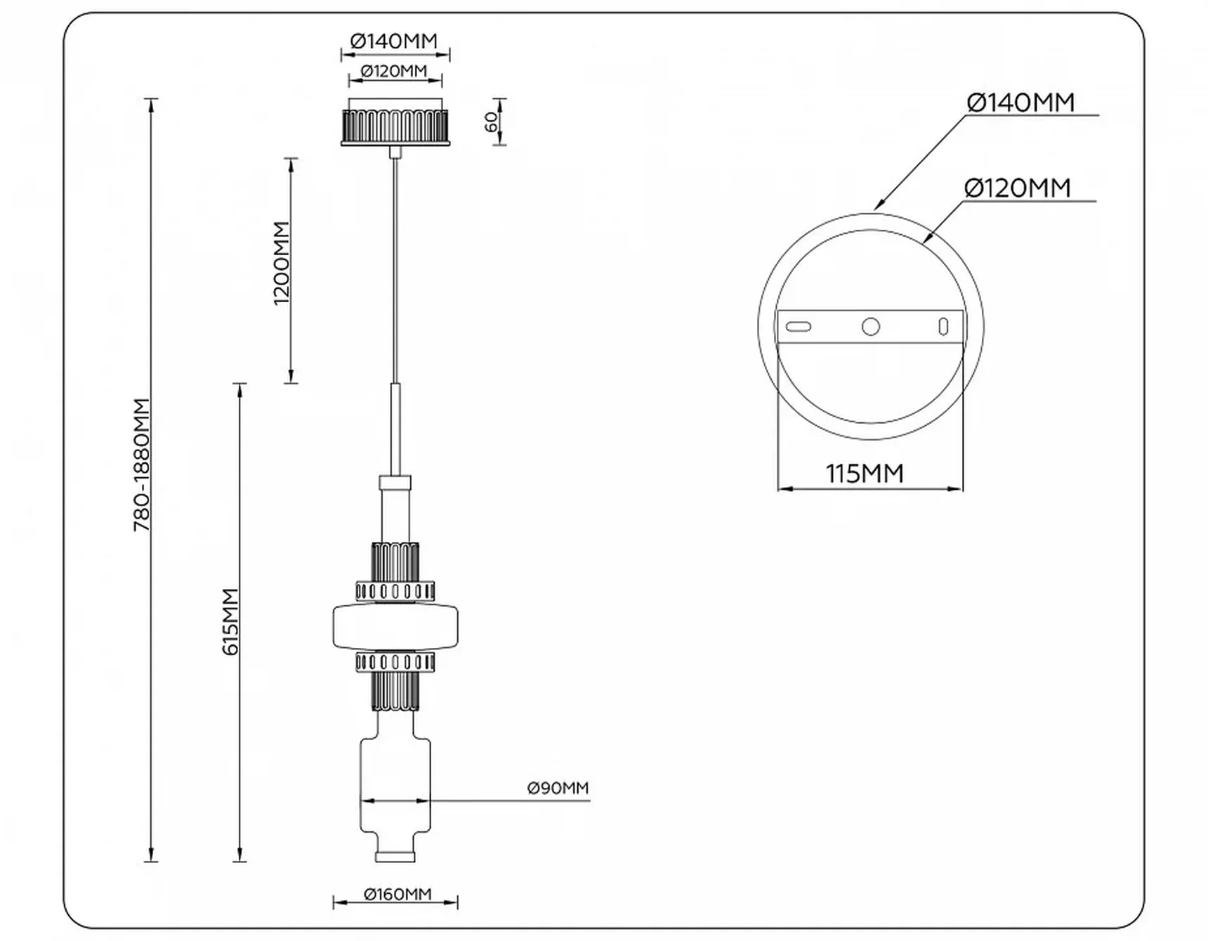 Светильник светодиодный подвесной LH53121 GD/WH/GB золото/белый/серо-синий 19W 3000K D160*1880