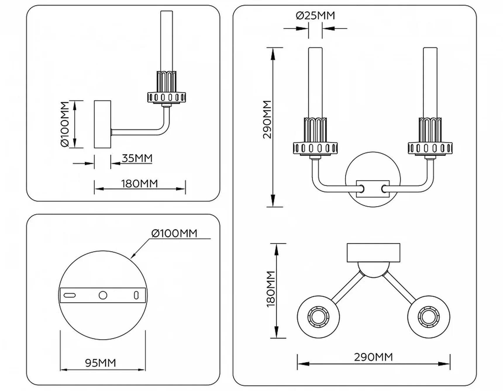 Светильник светодиодный настенный LH53130/2 GD/WH/GB золото/белый/серо-синий 4W 3000K 290*180*290