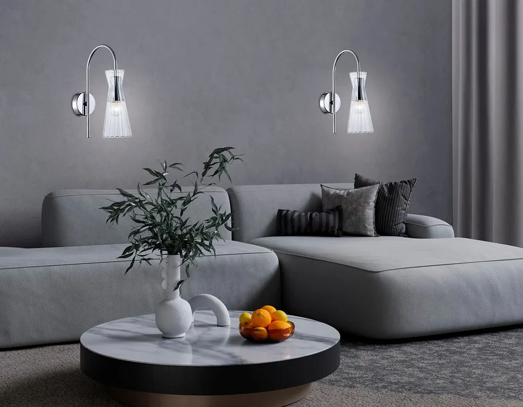 Светильник настенный LH55655 СH/CL хром/прозрачный E14 max 40W 220*90*300