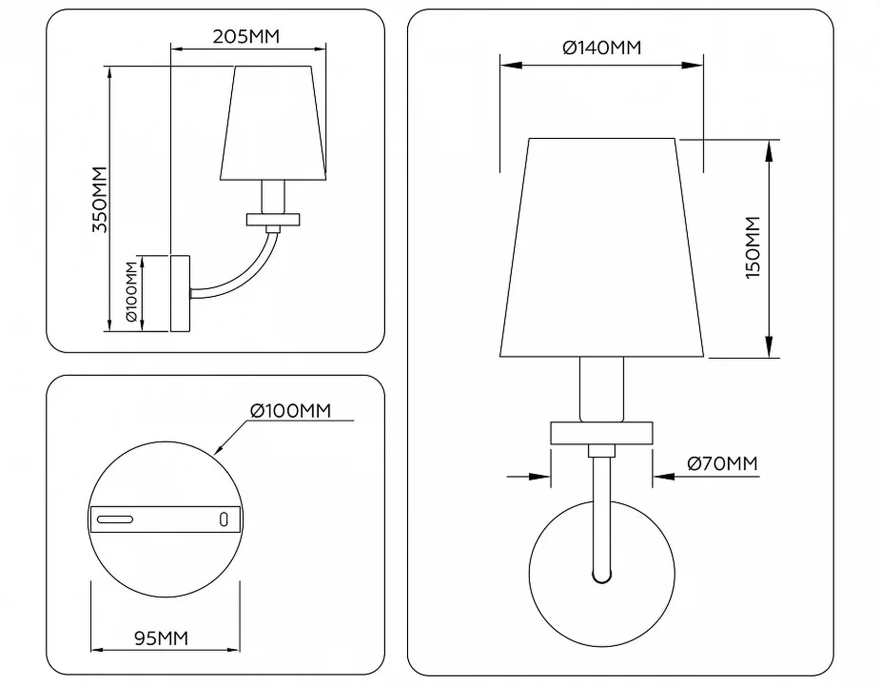 Светильник настенный LH75359 SB/WH бронза/белый E14 max 40W 140*205*350