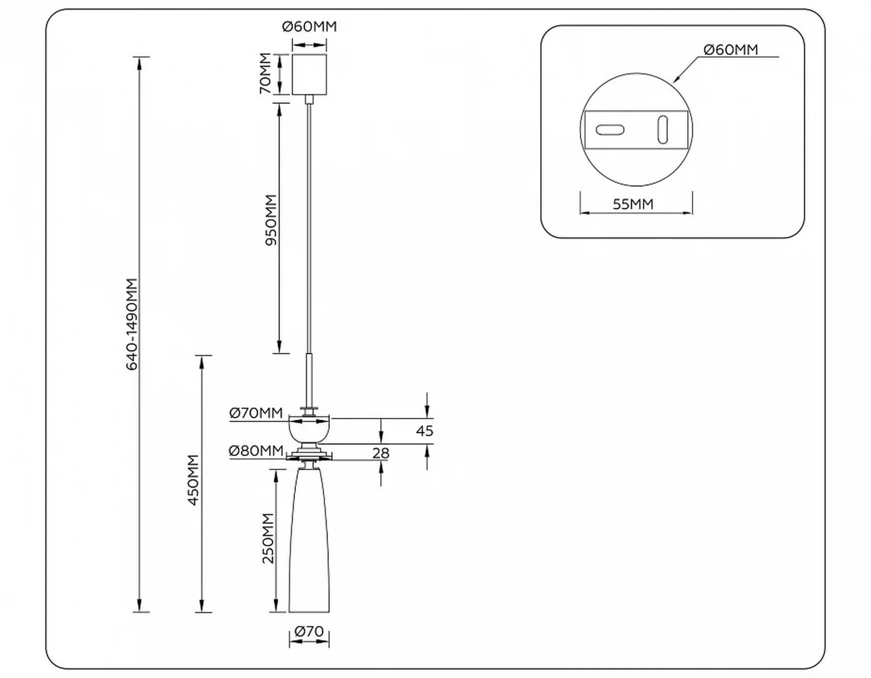 Светильник подвесной LH75365 GD/WH золото/белый G9 max 28W D70*1490