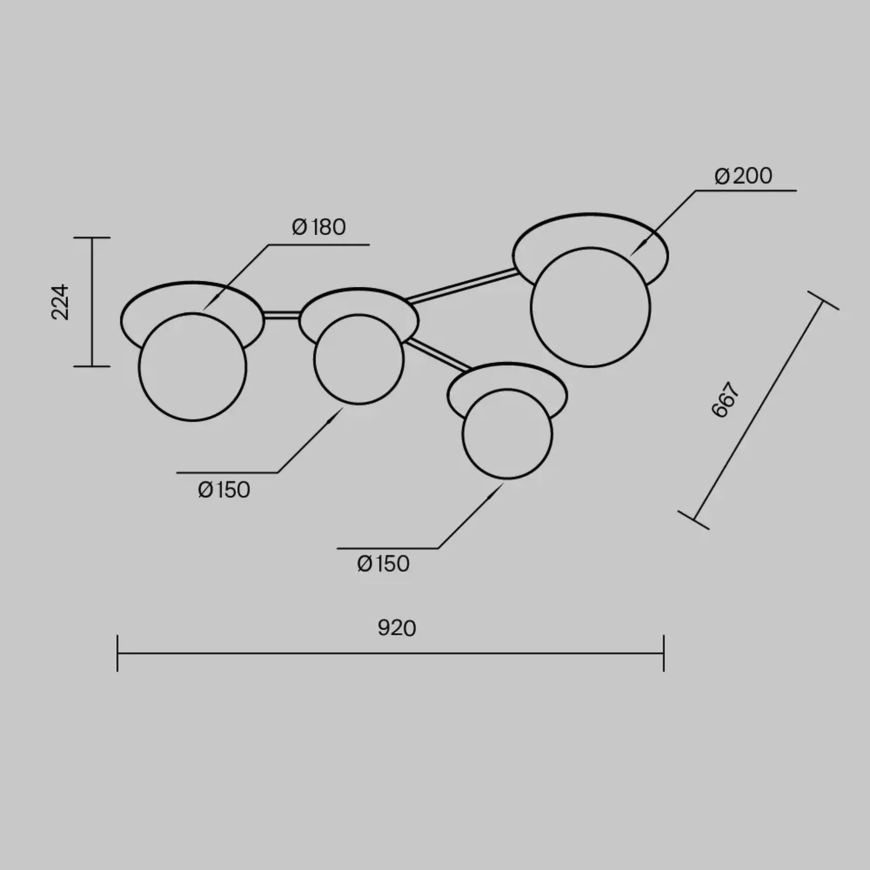 Потолочный светильник Star sky E14х4, MOD291CL-04BS1