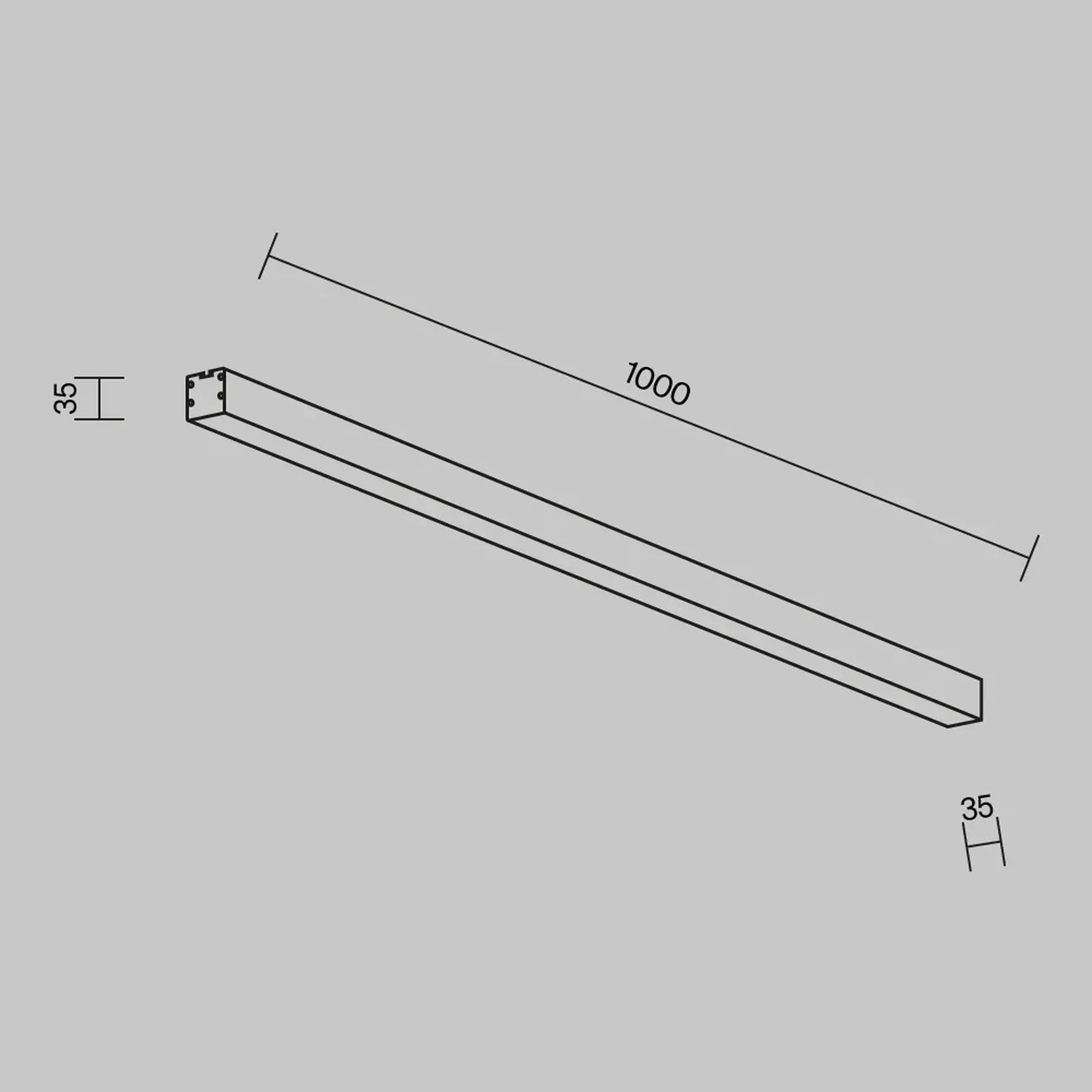 Линейный светильник накладной 4000K 35x35 24 Вт (Серебро, 1 м), LL311004