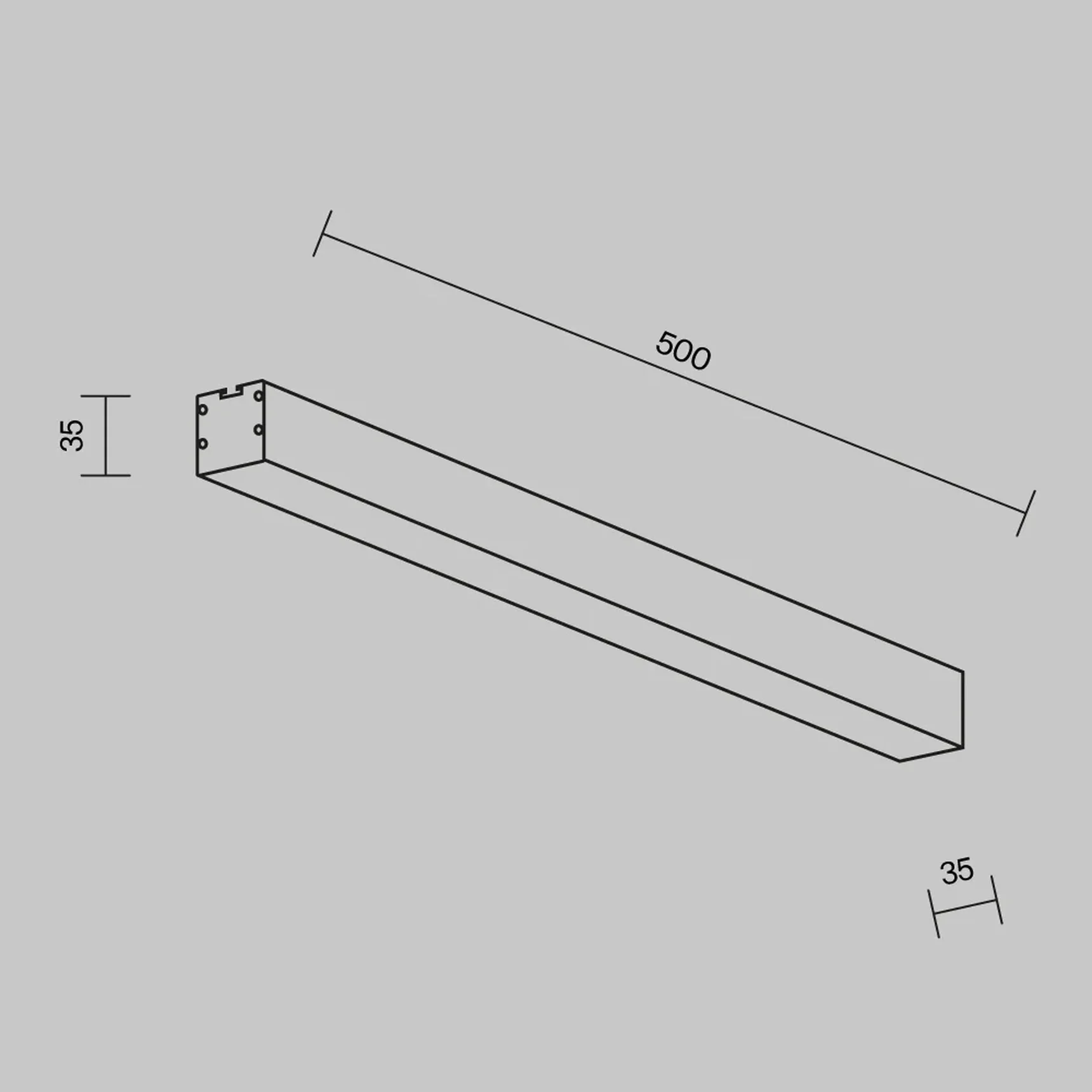 Линейный светильник накладной 4000K 35x35 12 Вт (Черный, 500 мм), LL311010