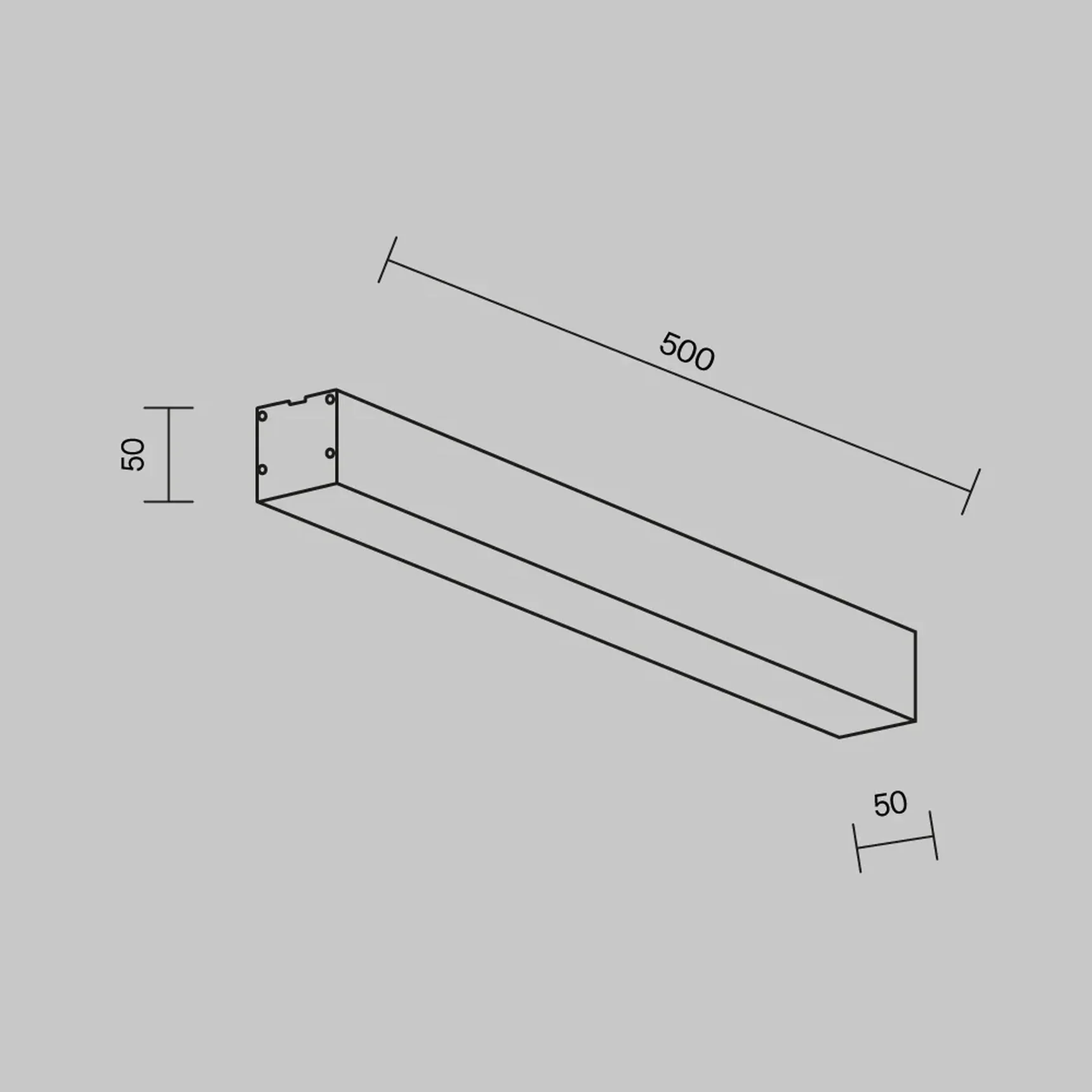 Линейный светильник накладной 3000K 50x50 12 Вт (Серебро, 500 мм), LL311017