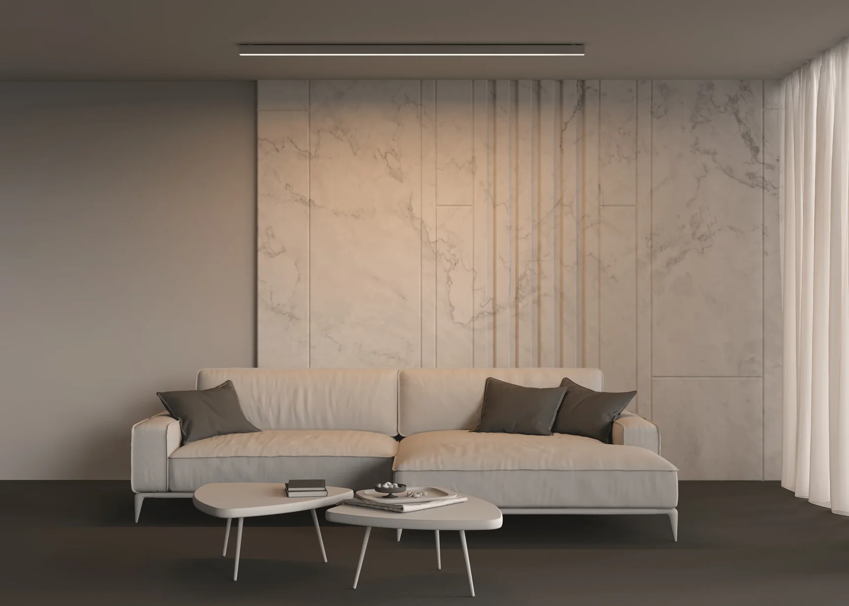 Линейный светильник накладной 3000K 50x50 48 Вт (Серебро, 2 м), LL311023