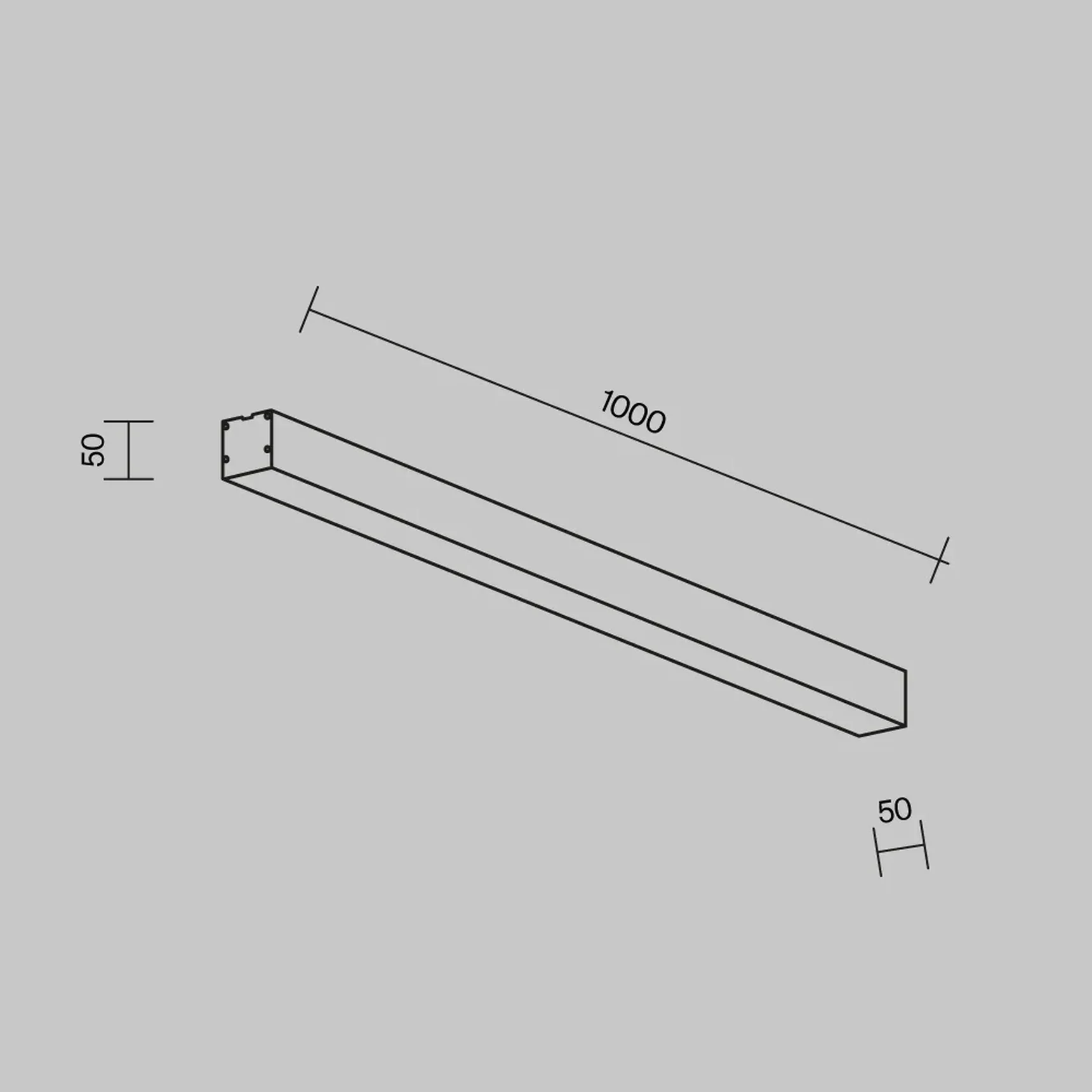 Линейный светильник накладной 4000K 50x50 24 Вт (Черный, 1 м), LL311028