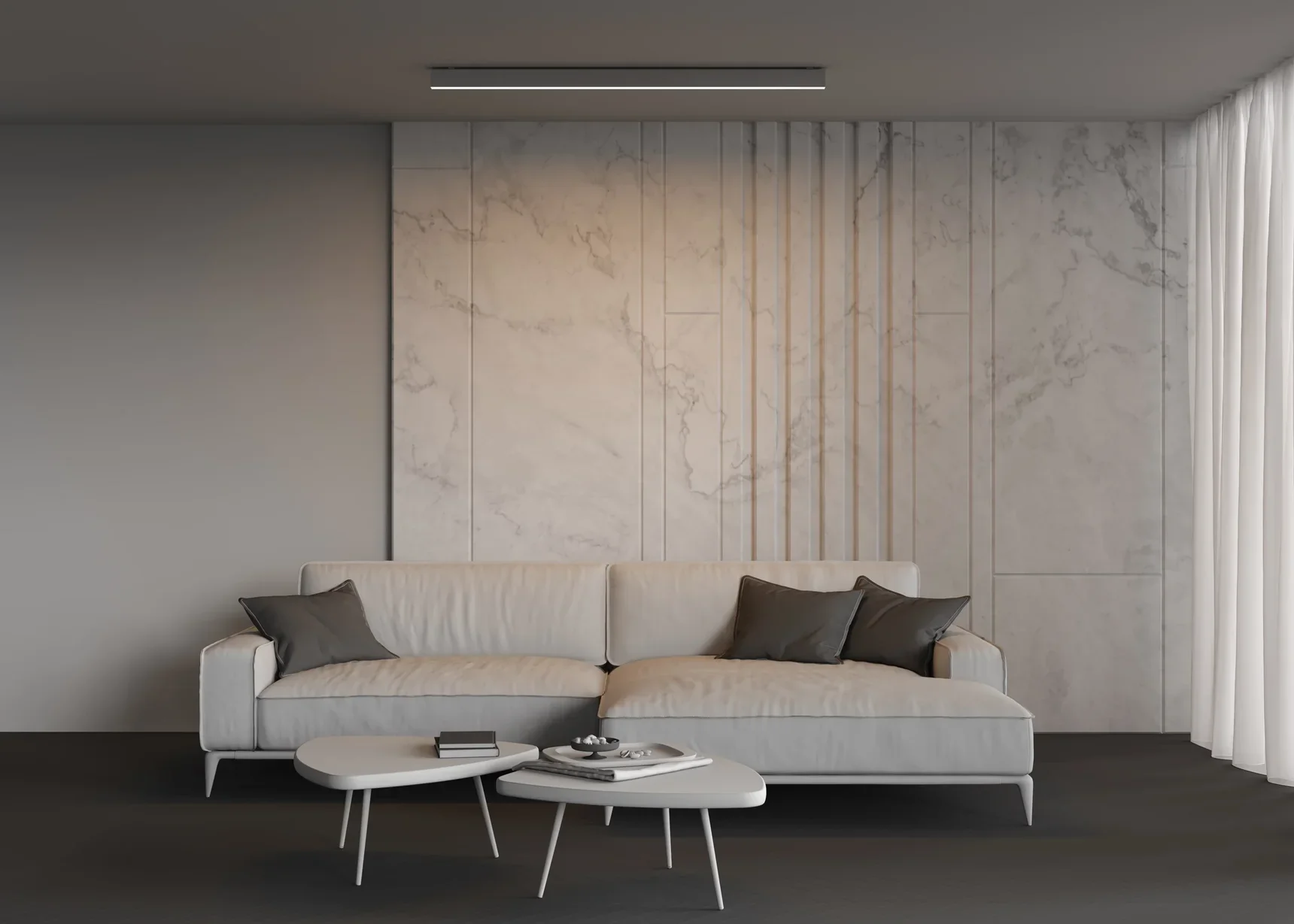 Линейный светильник накладной 3000K 35x67 36 Вт (Серебро, 1,5 м), LL311037