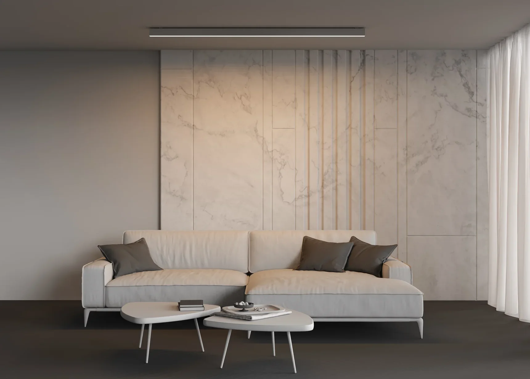 Линейный светильник накладной 3000K 35x67 48 Вт (Серебро, 2 м), LL311039