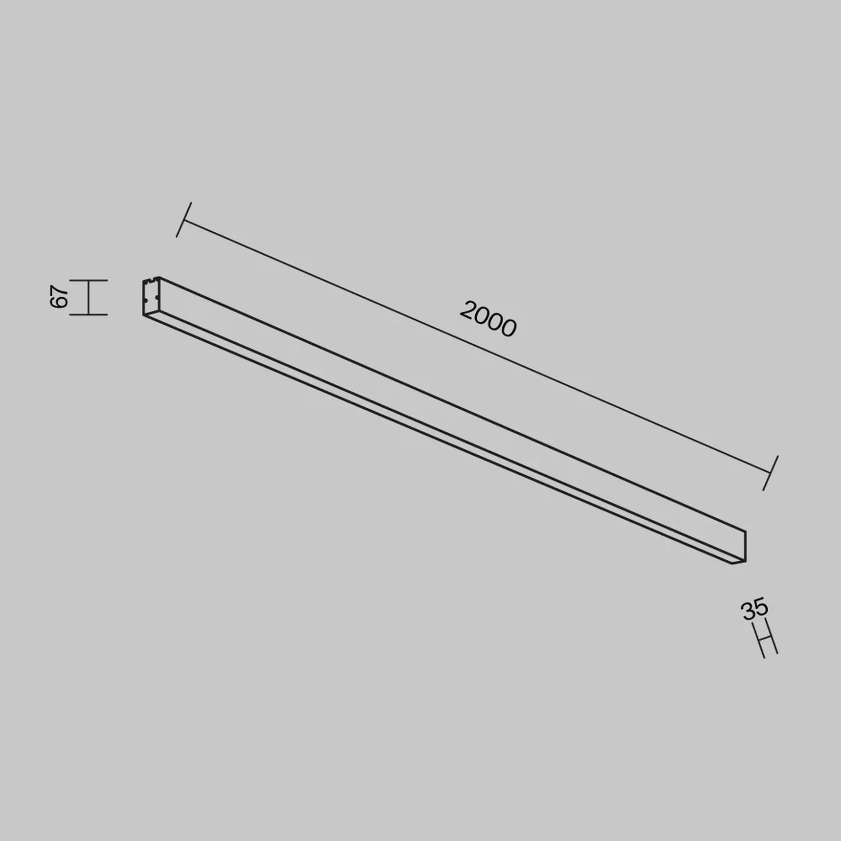 Линейный светильник накладной 4000K 35x67 48 Вт (Серебро, 2 м), LL311040