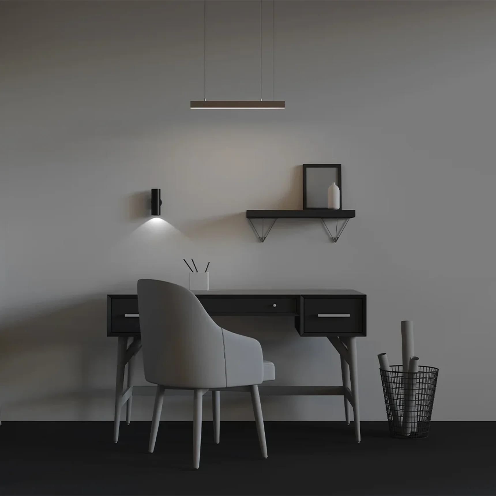 Линейный светильник подвесной 3000K 35x35 12 Вт (Серебро, 500 мм), LL312001