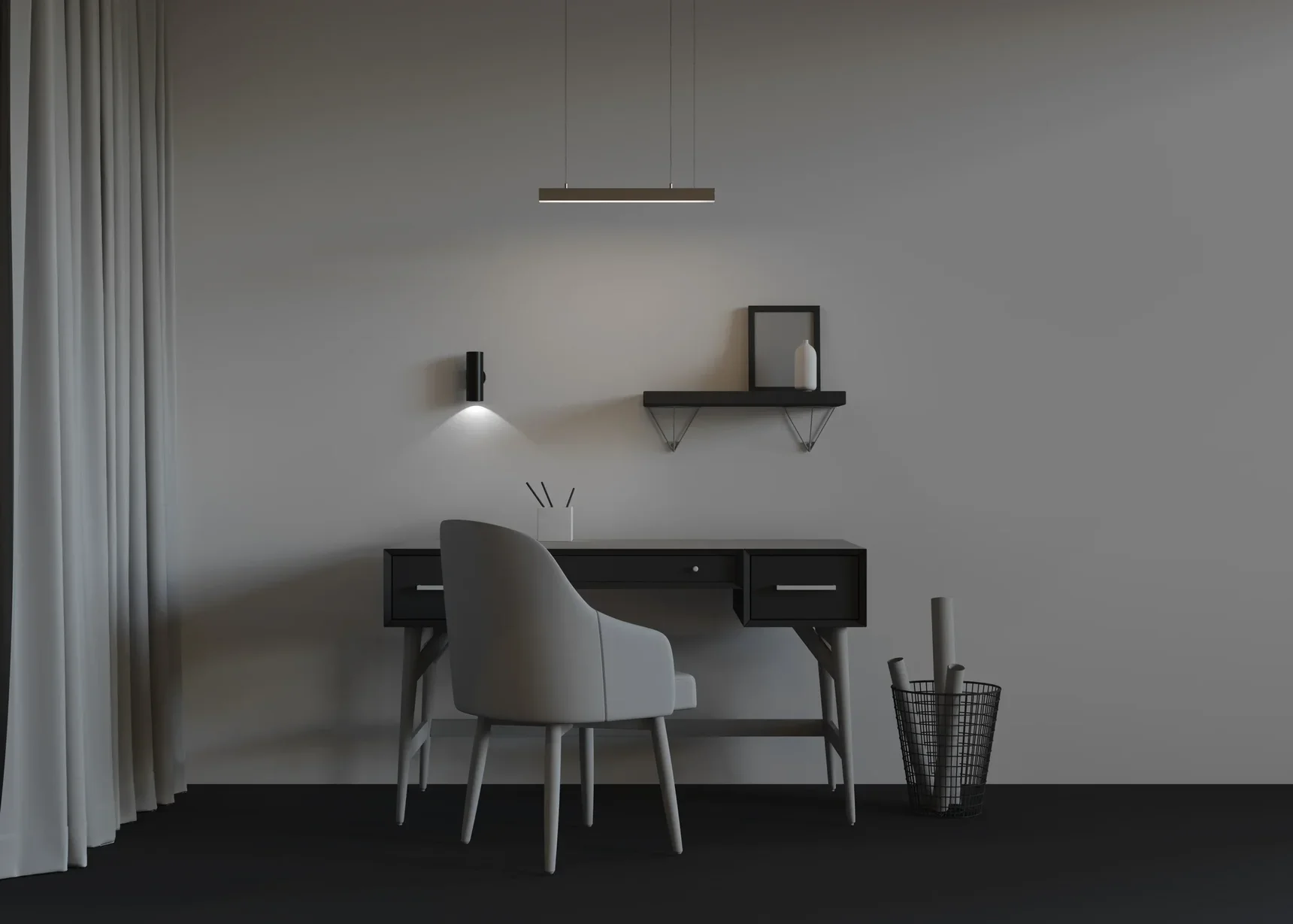 Линейный светильник подвесной 3000K 35x35 12 Вт (Серебро, 500 мм), LL312001