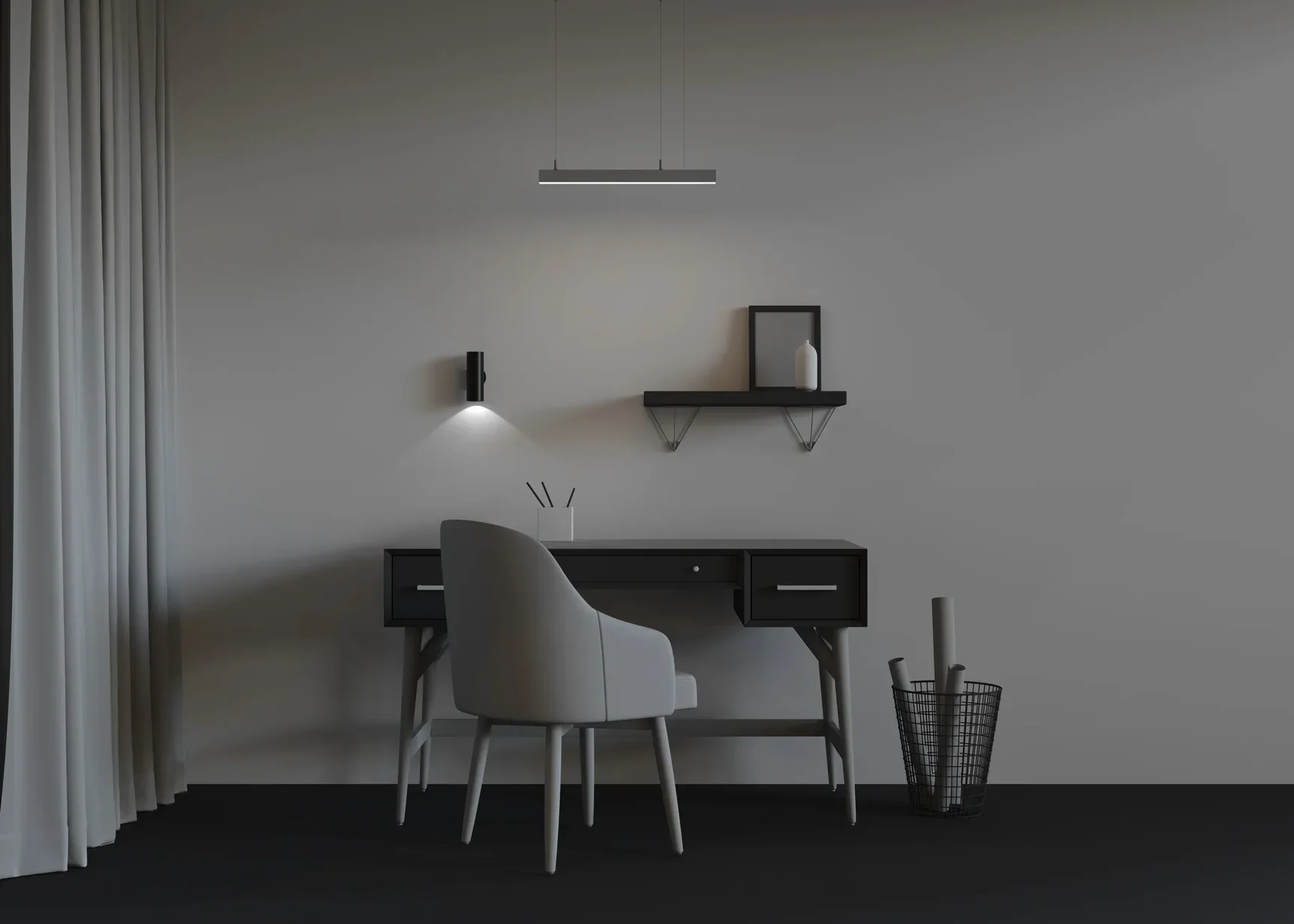 Линейный светильник подвесной 4000K 35x35 12 Вт (Серебро, 500 мм), LL312002