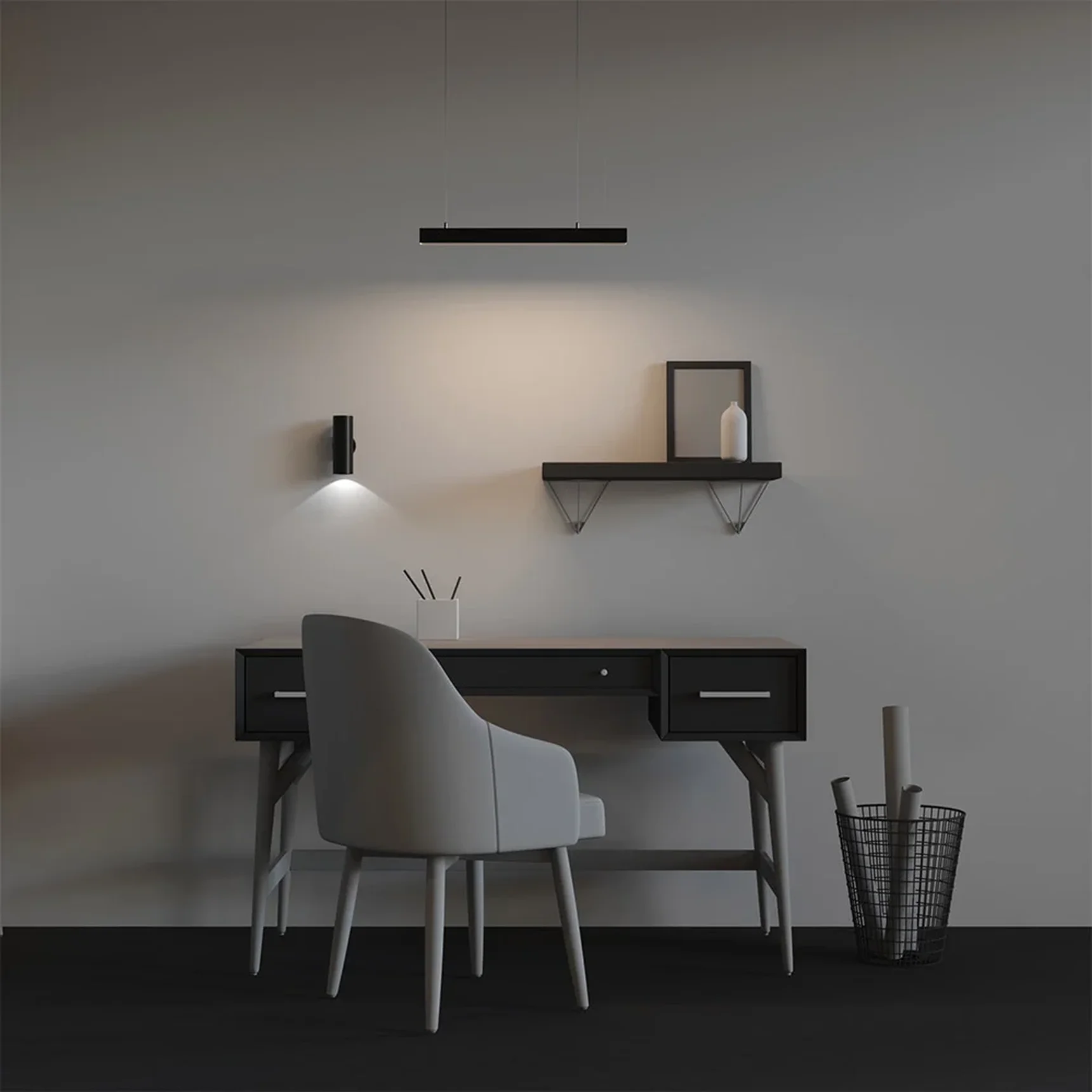 Линейный светильник подвесной 4000K 35x35 12 Вт (Черный, 500 мм), LL312010