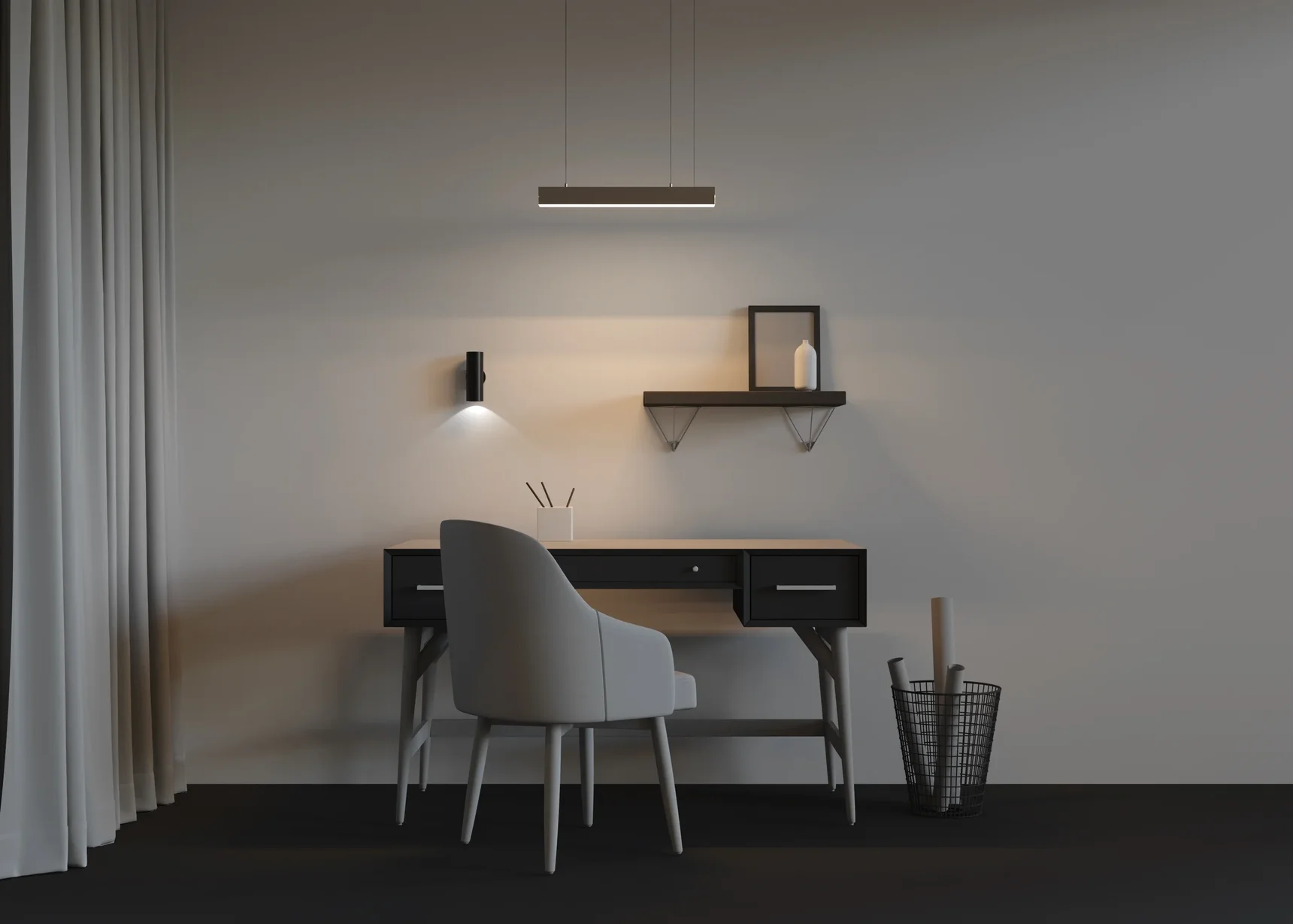 Линейный светильник подвесной 3000K 50x50 12 Вт (Серебро, 500 мм), LL312017