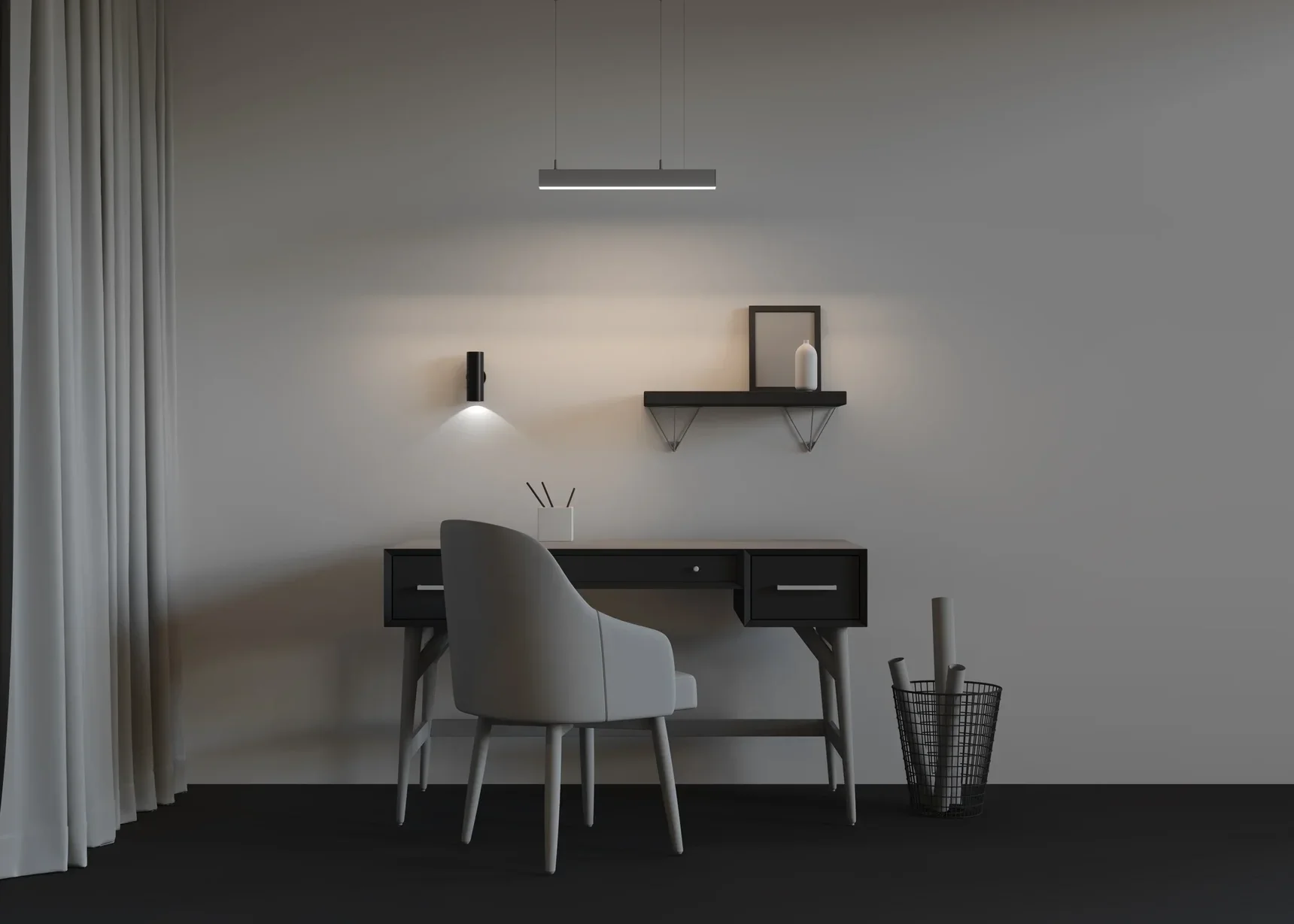 Линейный светильник подвесной 4000K 50x50 12 Вт (Серебро, 500 мм), LL312018