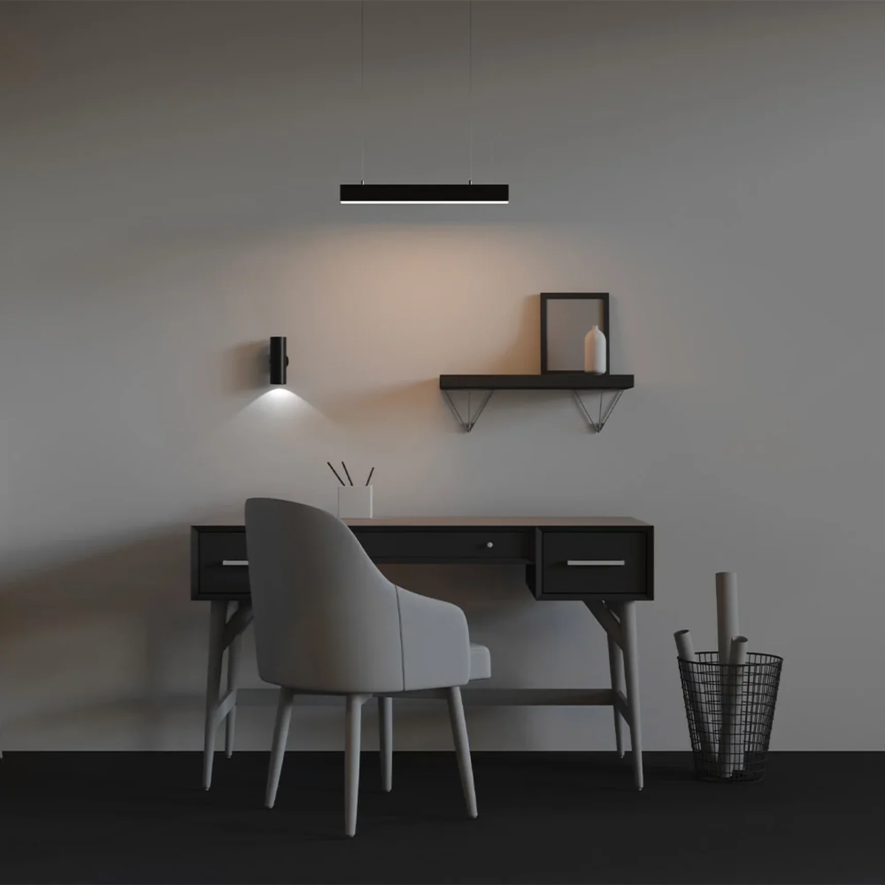 Линейный светильник подвесной 3000K 50x50 12 Вт (Черный, 500 мм), LL312025