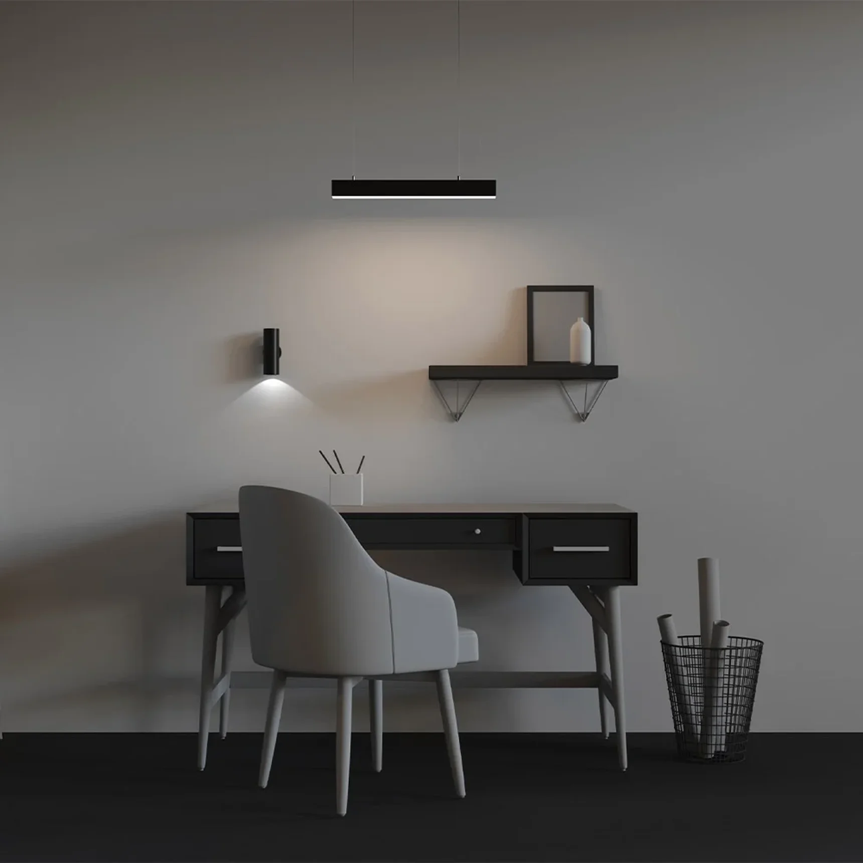 Линейный светильник подвесной 4000K 50x50 12 Вт (Черный, 500 мм), LL312026