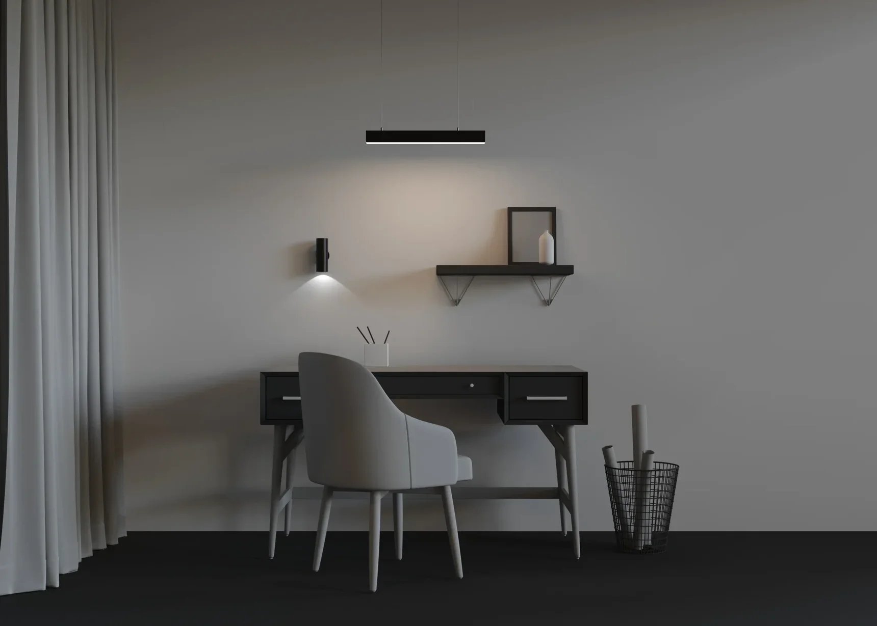 Линейный светильник подвесной 4000K 50x50 12 Вт (Черный, 500 мм), LL312026