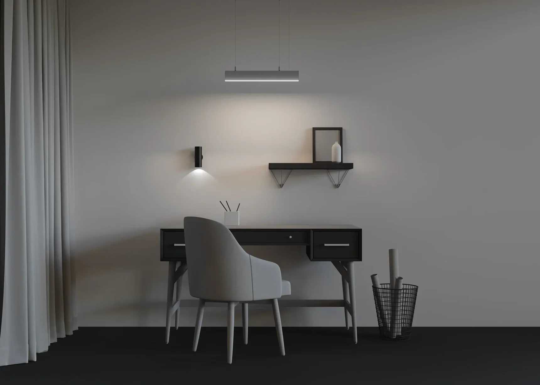 Линейный светильник подвесной 4000K 35x67 12 Вт (Серебро, 500 мм), LL312034