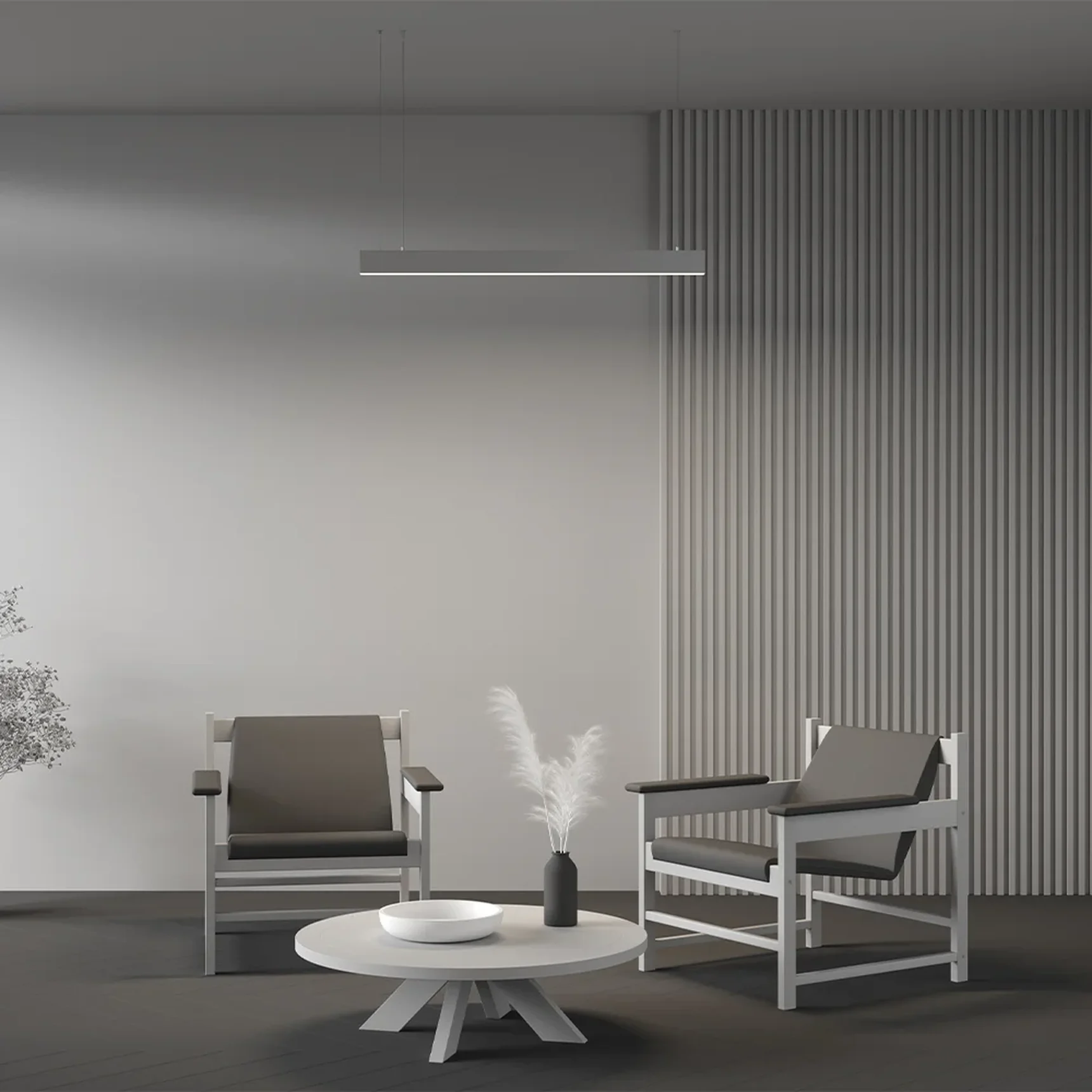 Линейный светильник подвесной 4000K 35x67 24 Вт (Серебро, 1 м), LL312036