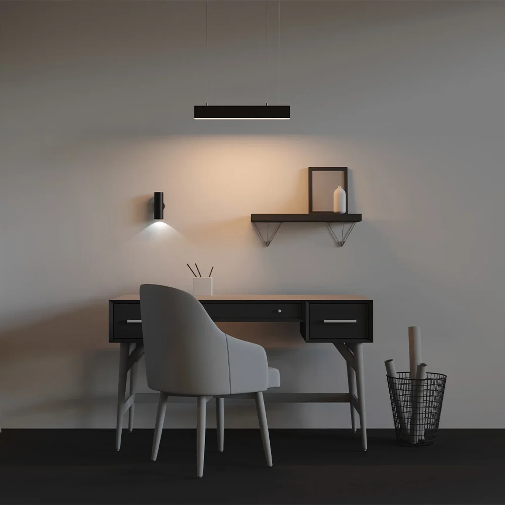 Линейный светильник подвесной 3000K 35x67 12 Вт (Черный, 500 мм), LL312041