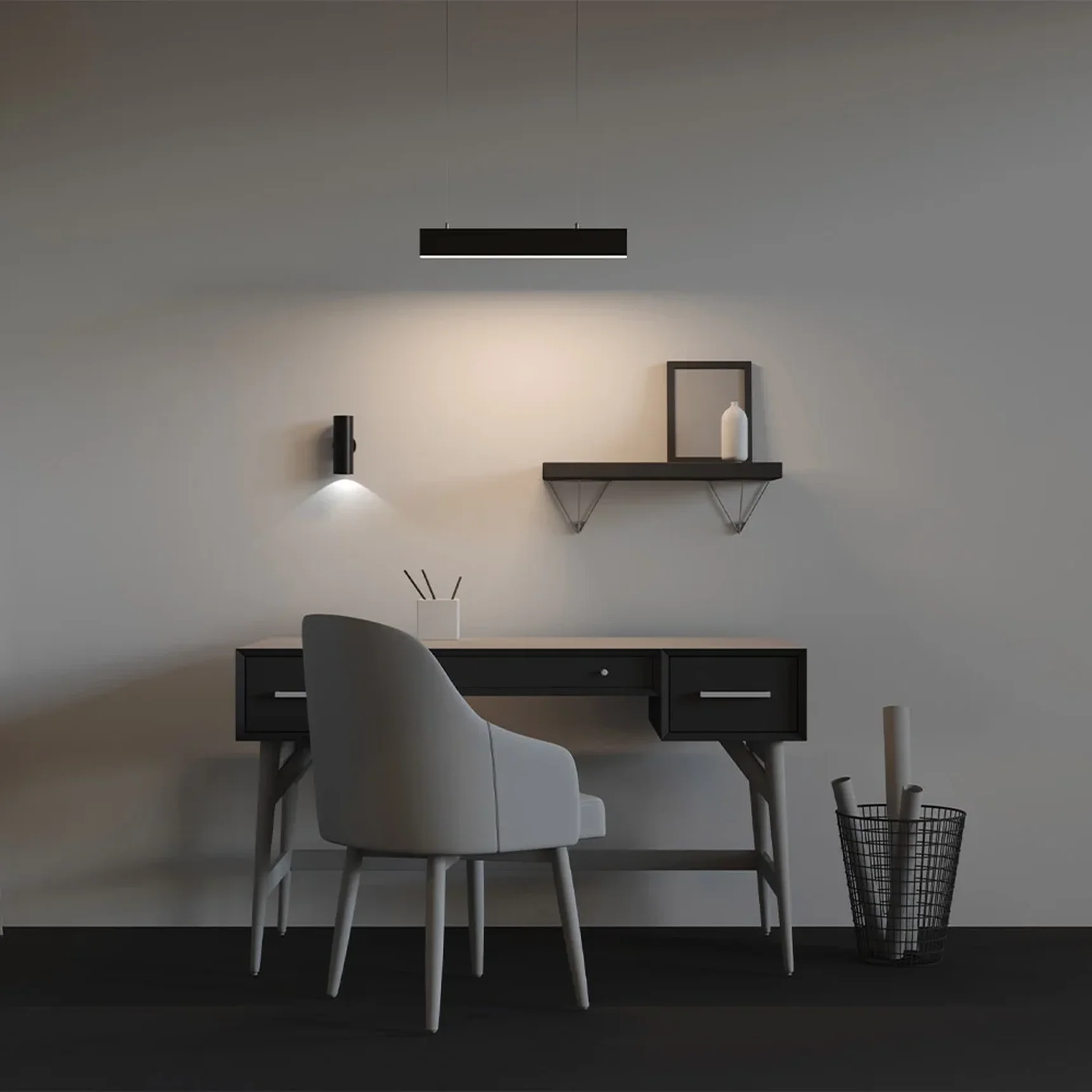 Линейный светильник подвесной 4000K 35x67 12 Вт (Черный, 500 мм), LL312042