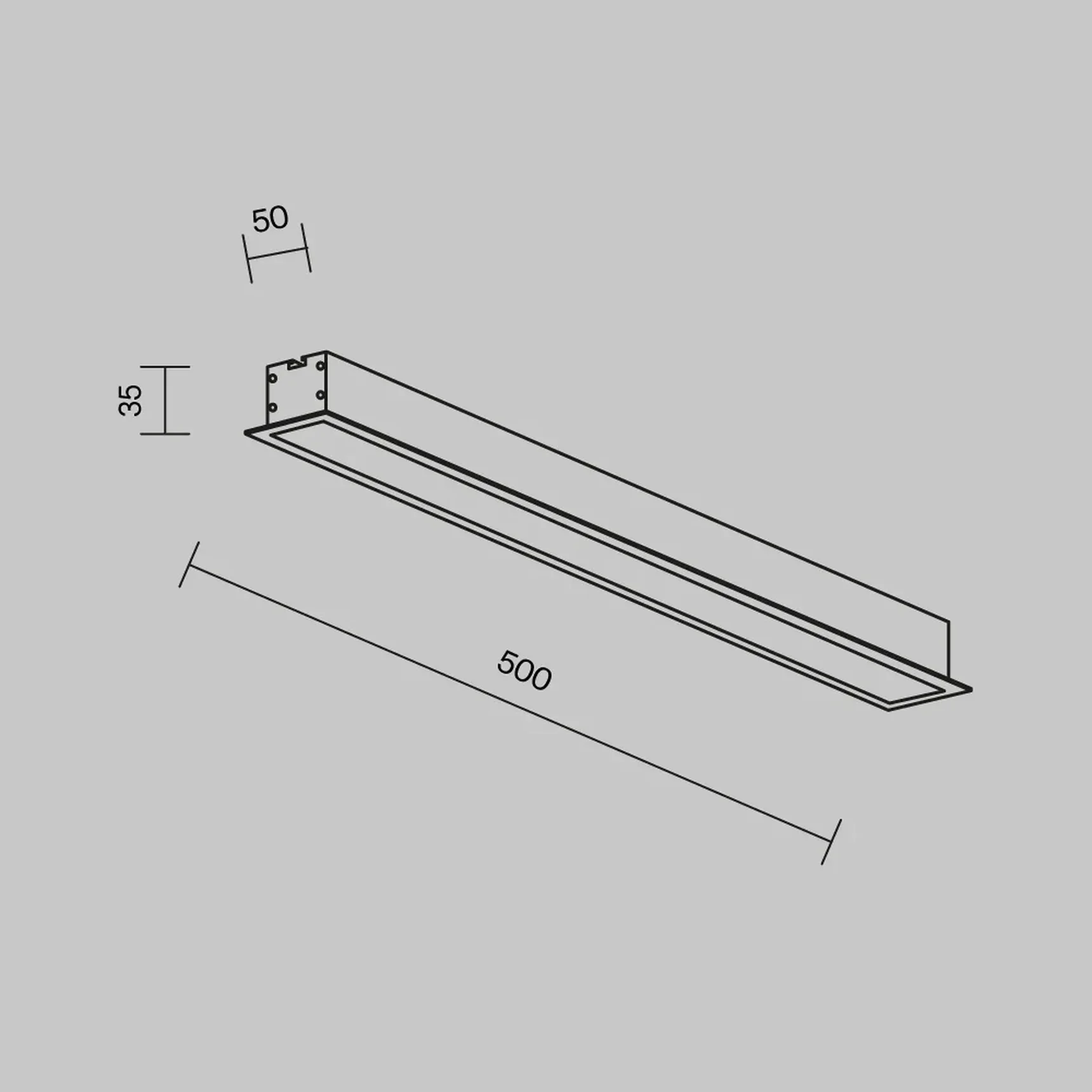 Линейный светильник встраиваемый 4000K 50x35 12 Вт (Серебро, 500 мм), LL313002