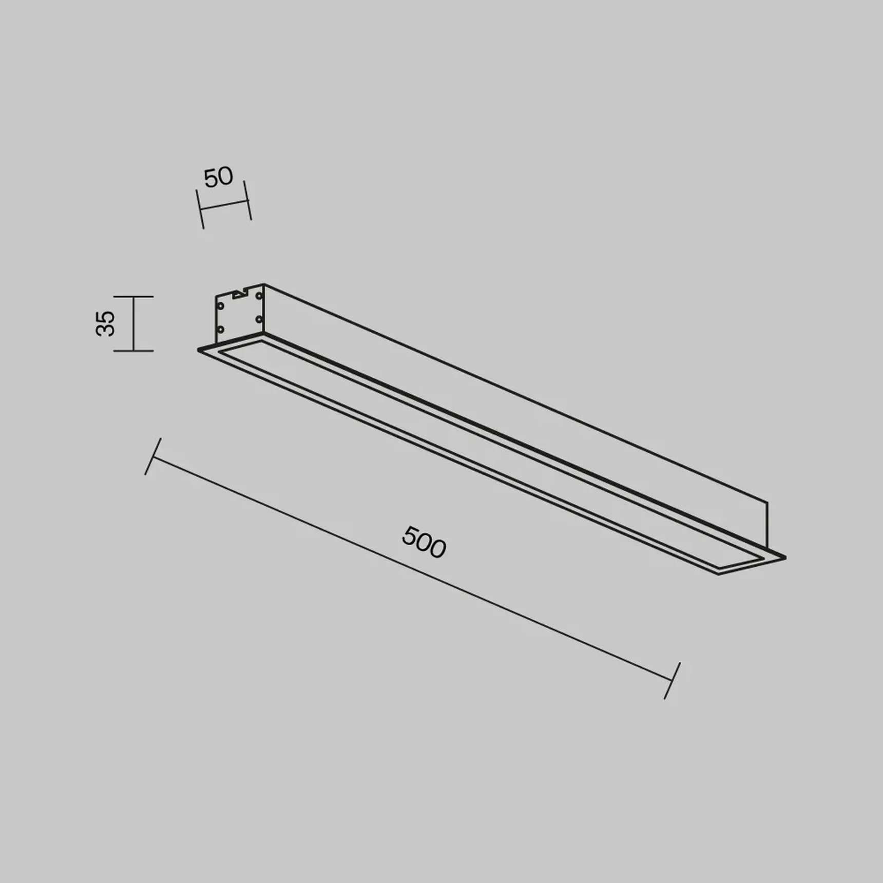 Линейный светильник встраиваемый 3000K 50x35 12 Вт (Черный, 500 мм), LL313009