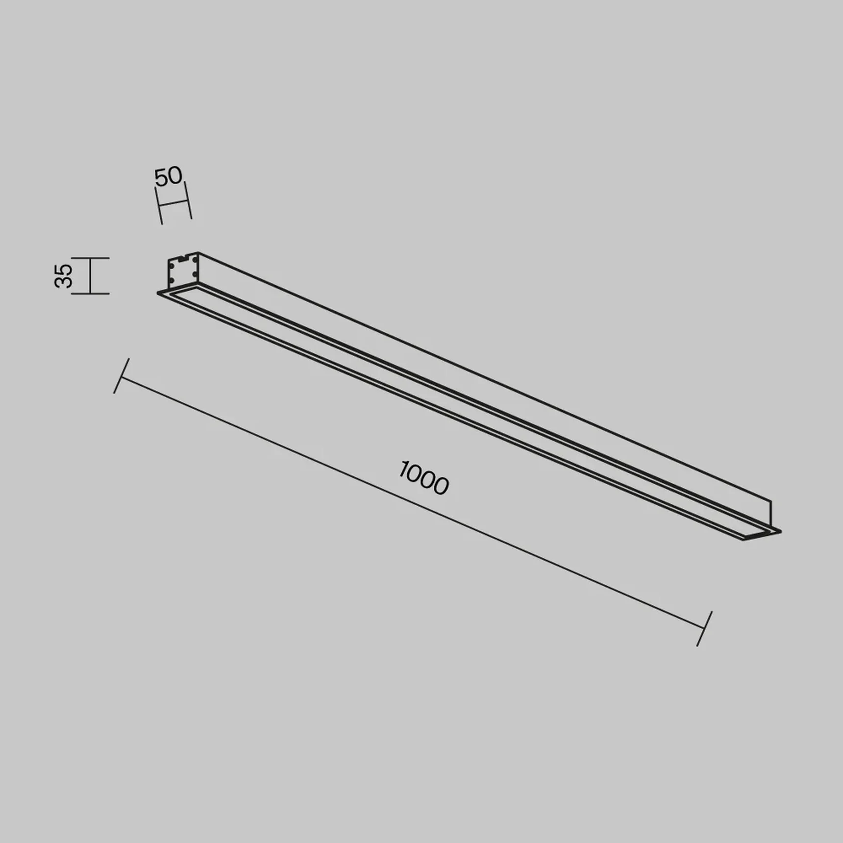 Линейный светильник встраиваемый 4000K 50x35 24 Вт (Черный, 1 м), LL313012