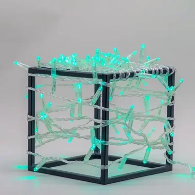 Гирлянда Нить с Колпачком 10м Аква 220В, 100 LED, Провод Прозрачный ПВХ, IP65