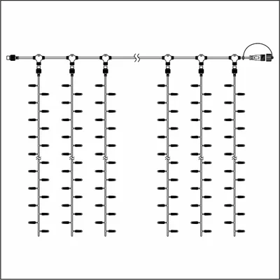 Занавес ALEDUS, 220 В, 2x6 м, белый провод, каучук (резина), теплый белый, с мерцанием
