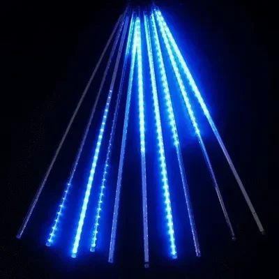Гирлянда Тающие Сосульки 10шт по 50см, 12В, 540 Синих Светодиодов, Провод Черный ПВХ, IP55
