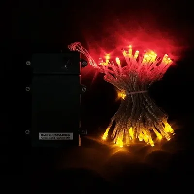 Гирлянда Нить на Батарейках 5м Разноцветная, 50 LED, Провод Прозрачный Силикон, IP65