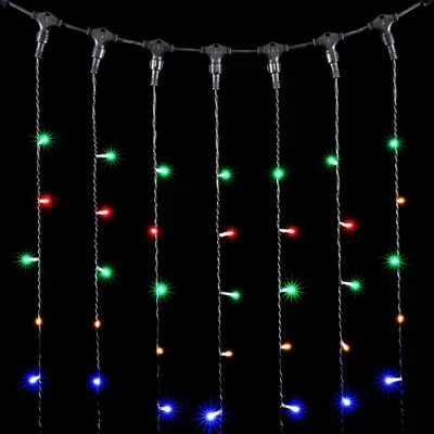Гирлянда Занавес 2 x 3 м Разноцветный 220В, 600 LED, Провод Черный ПВХ, IP54