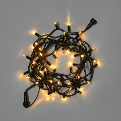 Светодиодная гирлянда INOXHUB Нить 10м, 100 LED, соединяемая, 24В, IP65, чёрный резиновый провод 2.3мм, ТЕПЛАЯ БЕЛАЯ