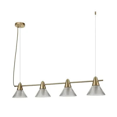 6596/4A MODERNI LN25 латунь титаниум/прозрачный, металл/стекло Подвес E27 4*60W 220V CORNE