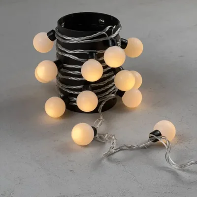 Гирлянда «Шарики» 5м Тепло-Белая 220В, Диаметр Шарика 40мм, 20 LED, Провод Прозрачный Силикон, IP65