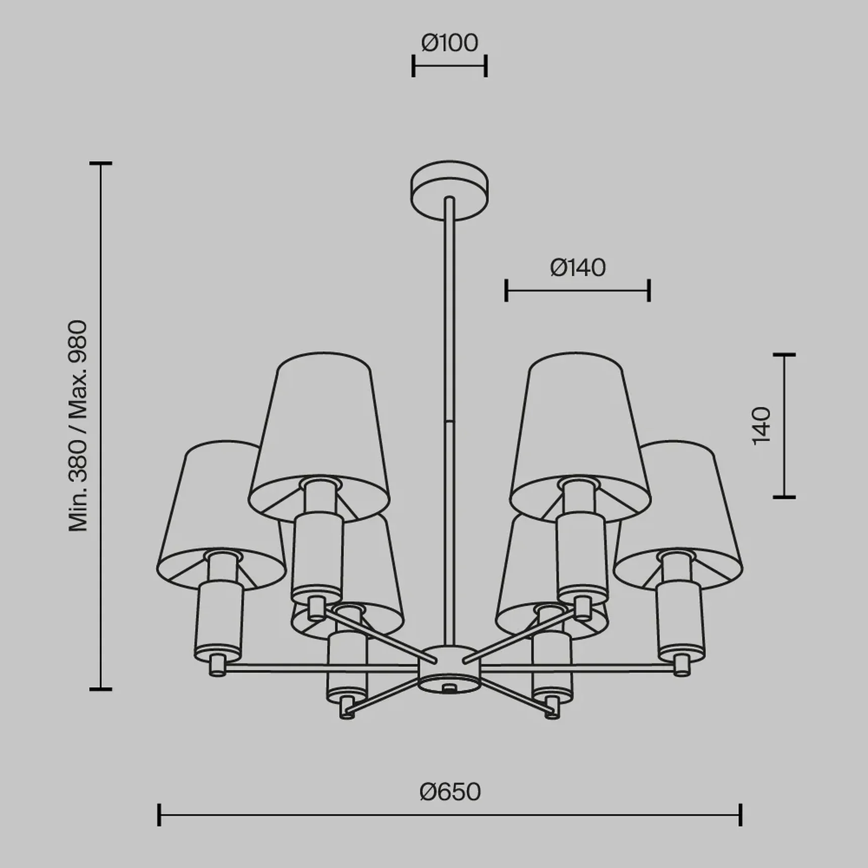 Подвесной светильник Lira E14х6, MOD483PL-06BS