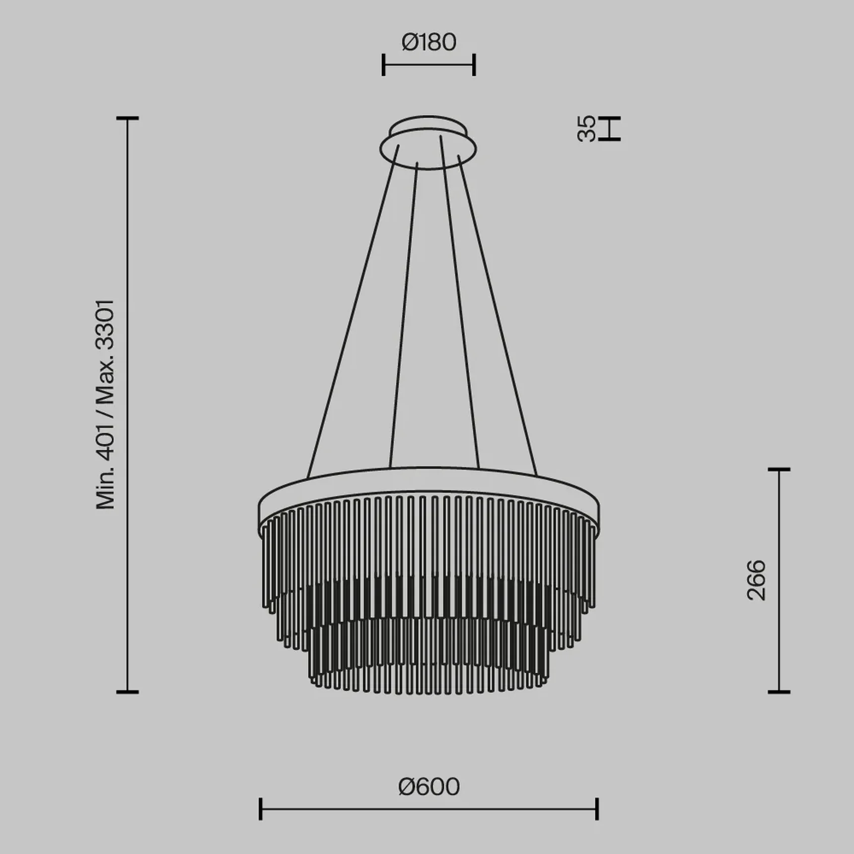 Подвесной светильник Trove 2700-3500К 40Вт, MOD486PL-L38BSK