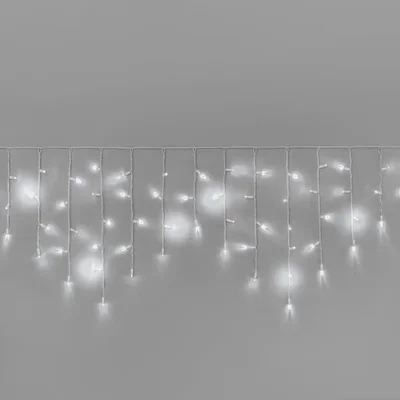 Гирлянда Бахрома INOXHUB 3х0.6м, мерцающая с конденсатором, 108 LED, 220В, IP65, белая резина 3.3мм, БЕЛАЯ