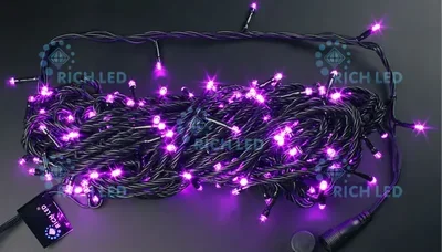 Светодиодная гирлянда 200 LED, IP54, для улицы и помещения, провод черный, Свечение: 8 режимов, RL-T20C2-B/P