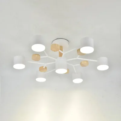 Люстра под лампу GCHL-7GX53-M Белая+Дерево Альберо