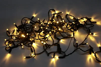 Светодиодная гирлянда LED-PLS-100-10M-240V-WW/BL-F(WW)-W/O Бел.Т/бел.Т флэш на черн пр.,соед.(без шнура) С КОЛПАЧКОМ