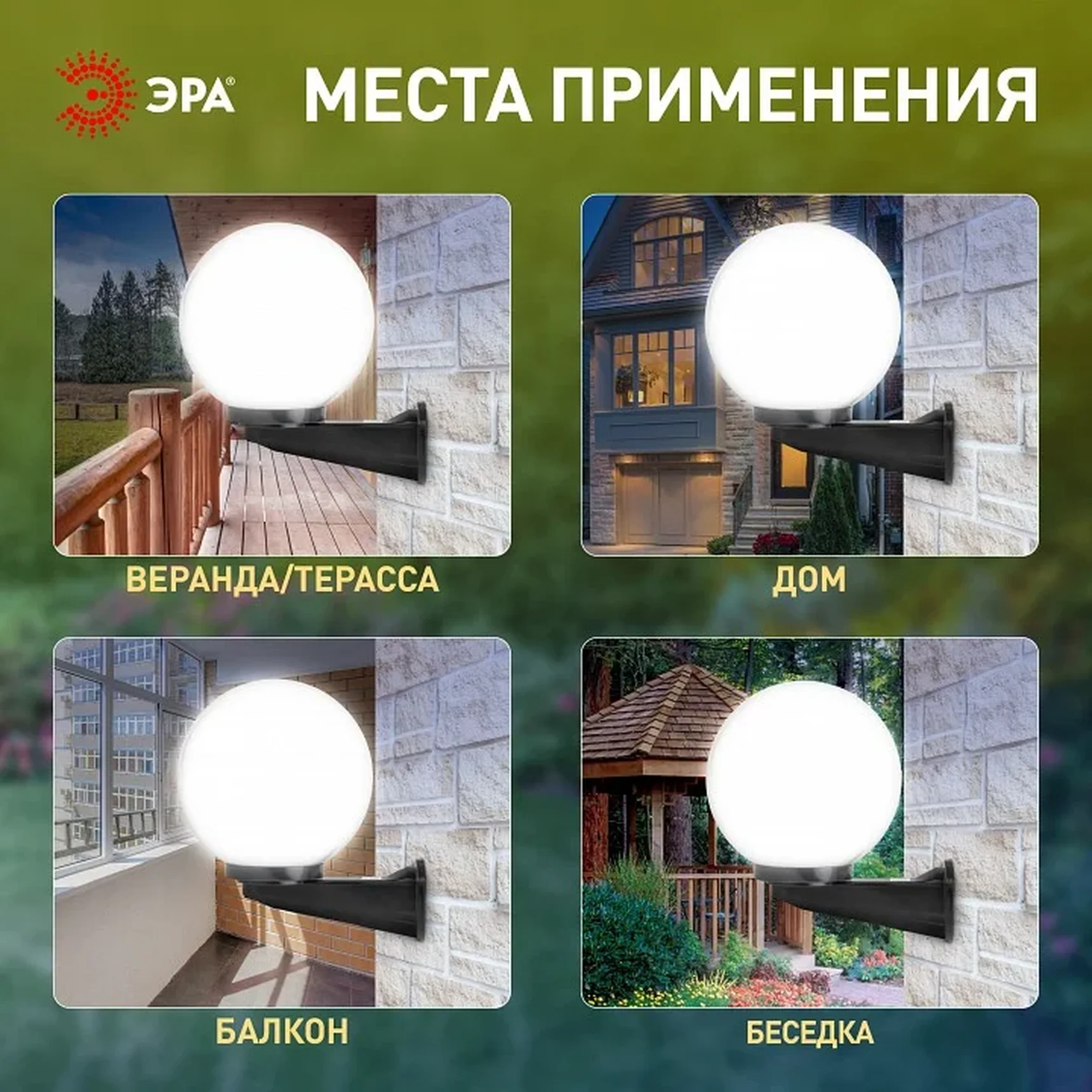 НБУ 01-60-251 ЭРА Светильник садово-парковый, шар опал с настенным крепежом D=250 mm, Е27 (1/30) Б0048075