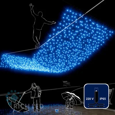 Светодиодный занавес, 74 Ватт, IP54, 200x600, провод Черный, RL-C2*6-CB/B