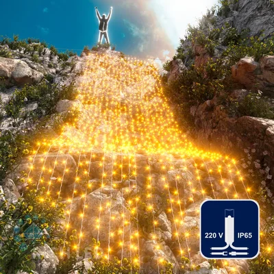 Светодиодный занавес (дождь) Rich LED 2*9 м, влагозащитный колпачок, желтый, белый провод, RL-C2*9-CW/Y